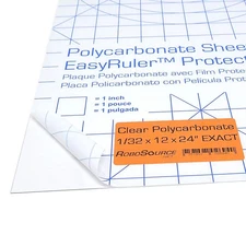 Polycarbonate Clear Plastic Sheet 12" X 24" X 0.030" (1/32") Exact with EasyR...
