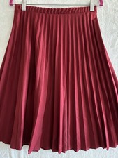 True Vintage 70s Sears Accordion Pleated Skirt M Burgundy Pull On Secretary Geek