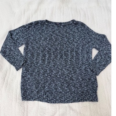 Plus size Chaps Denim Sweater Relaxed 2X Blue Marl Metallic Knit Pullover