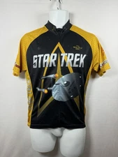 Star Trek To Boldly Go Ship Cycling Biking Jersey Zip Front Short Sleeve Men's L