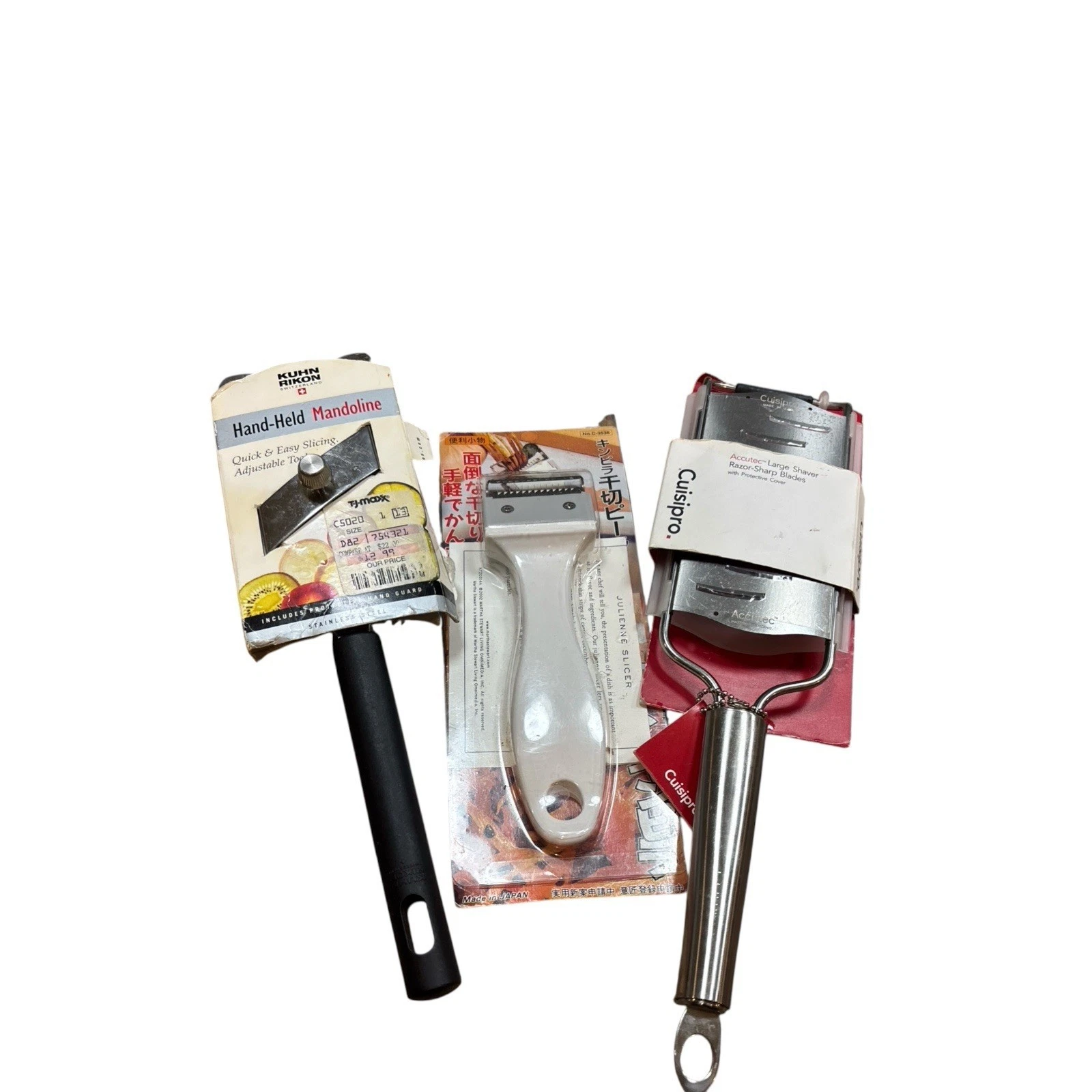 Hand-held Mandoline Julienne Slicer, Large Shaver, Includes All Three