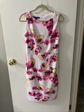 Apt 9 Sleeveless White And Pink Multicolor Floral Dress Size 6 White Knee Length