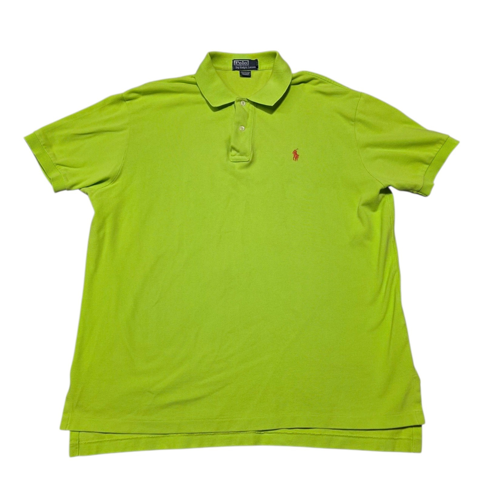 Polo Ralph Lauren Mens L Lime Green Polo Shirt Short Sleeve Casual READ thumbnail 8