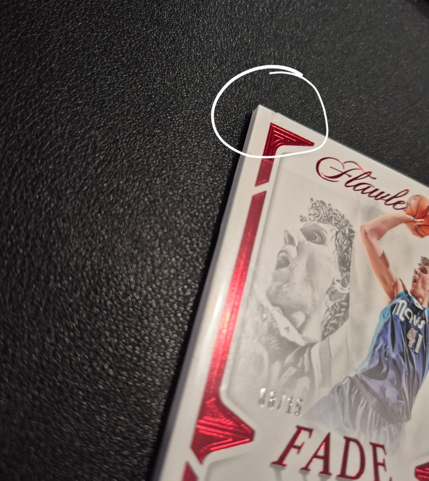 DIRK NOWITZKI 2024-25 FLAWLESS FADE SIGNATURES RUBY AUTO /15 DAMAGE Q1300 view 3