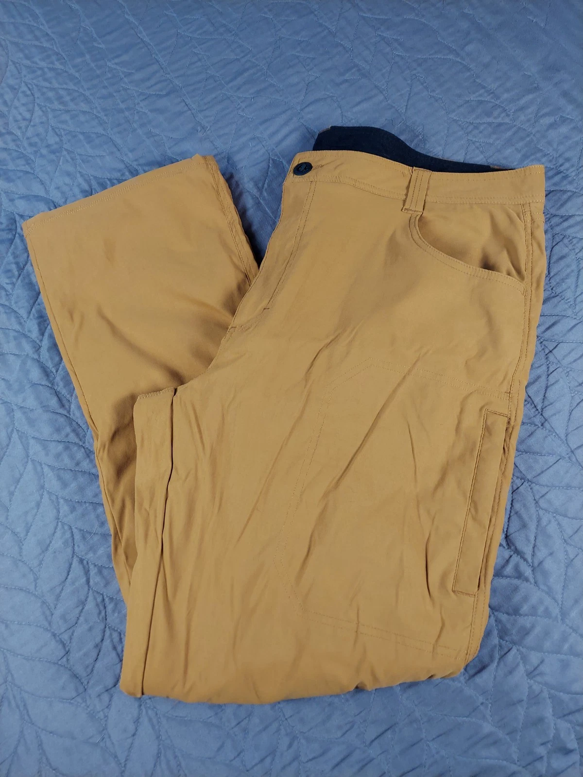 Orvis Insulated Pants Mens 40x32 Brown Fleece Lined Warm Nylon Hiking Tech