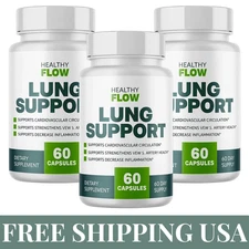Healthy Flow Lung Support Formula Dietary Supplement - 60 Capsules USA 3(pack)