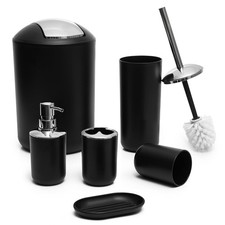 6-Piece Black Bathroom Accessories Set, Soap Dispenser