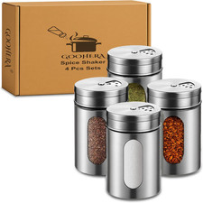 4-Piece Premium Stainless Steel Salt and Pepper Shakers Set – Adjustable Pour Ho