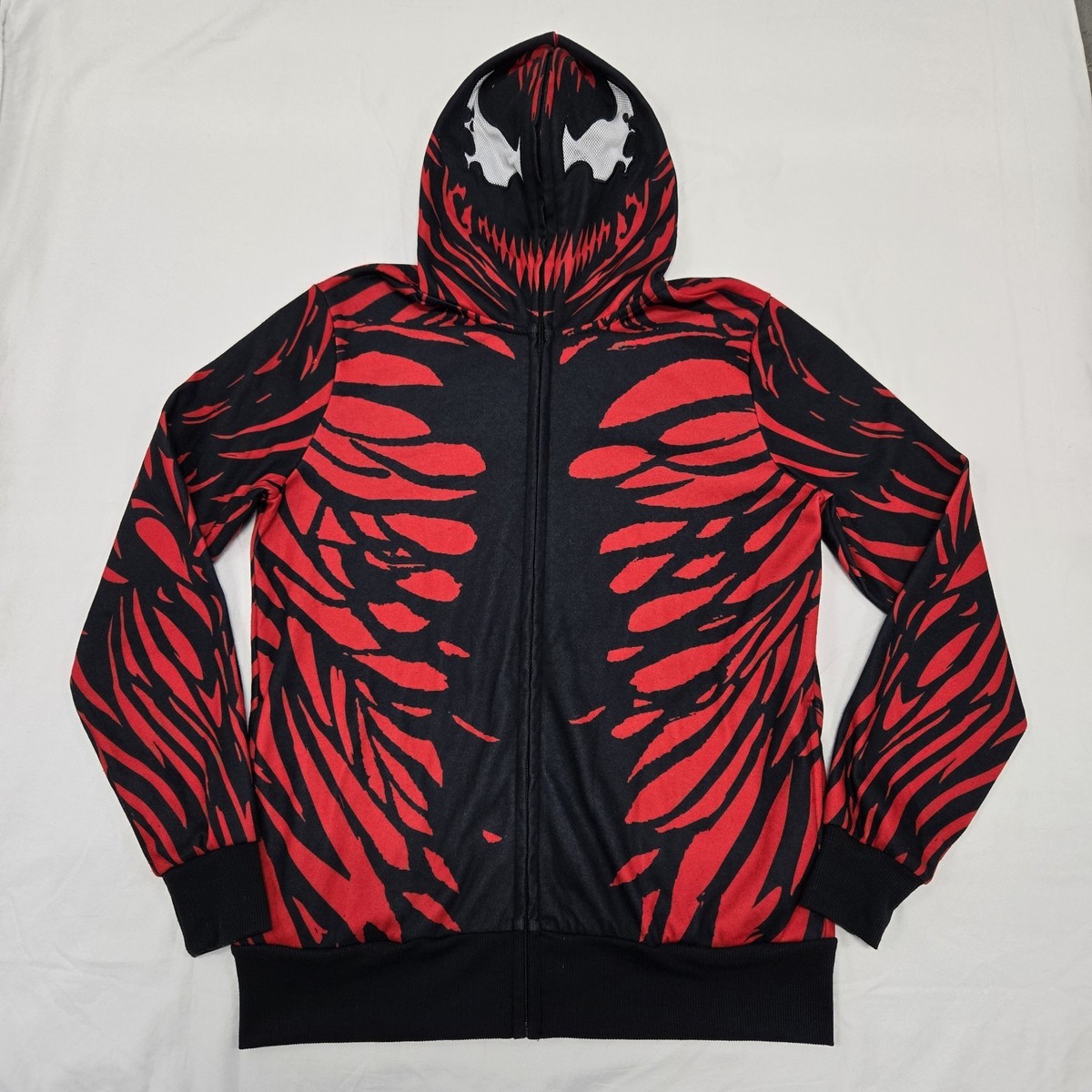Size MEDIUM Men's Marvel Comics Carnage Full-Zip Mask Hoodie