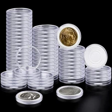 63PCS Silver Dollar Coin Holder, Clear Coin Capsules, Coin Holders for Collector