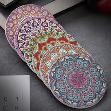 4PCS Vintage Stil Mandala Muster Keramik Untersetzer Rund Tasse Matten Ethnisch