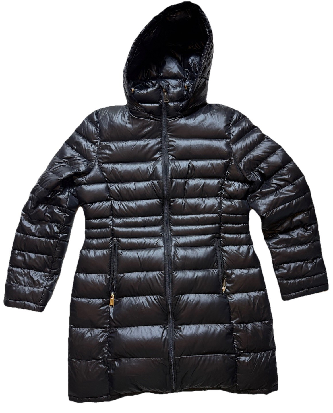Andrew Marc Quilted Premium Down Hooded Full Zip Puffer Jacket Large