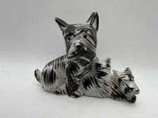 Vintage Japan Scottie Dog Figurine Black White Terrier Pair 2.5  Ceramic
