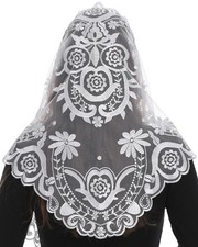 Triangle Catholic Church Mantilla Veils Christian Floral Lace Scarf Hairclips
