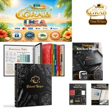 Waterproof Recipe Binder Set 8.5x11 D-Ring 12 Dividers Cards Kitchen Organizer