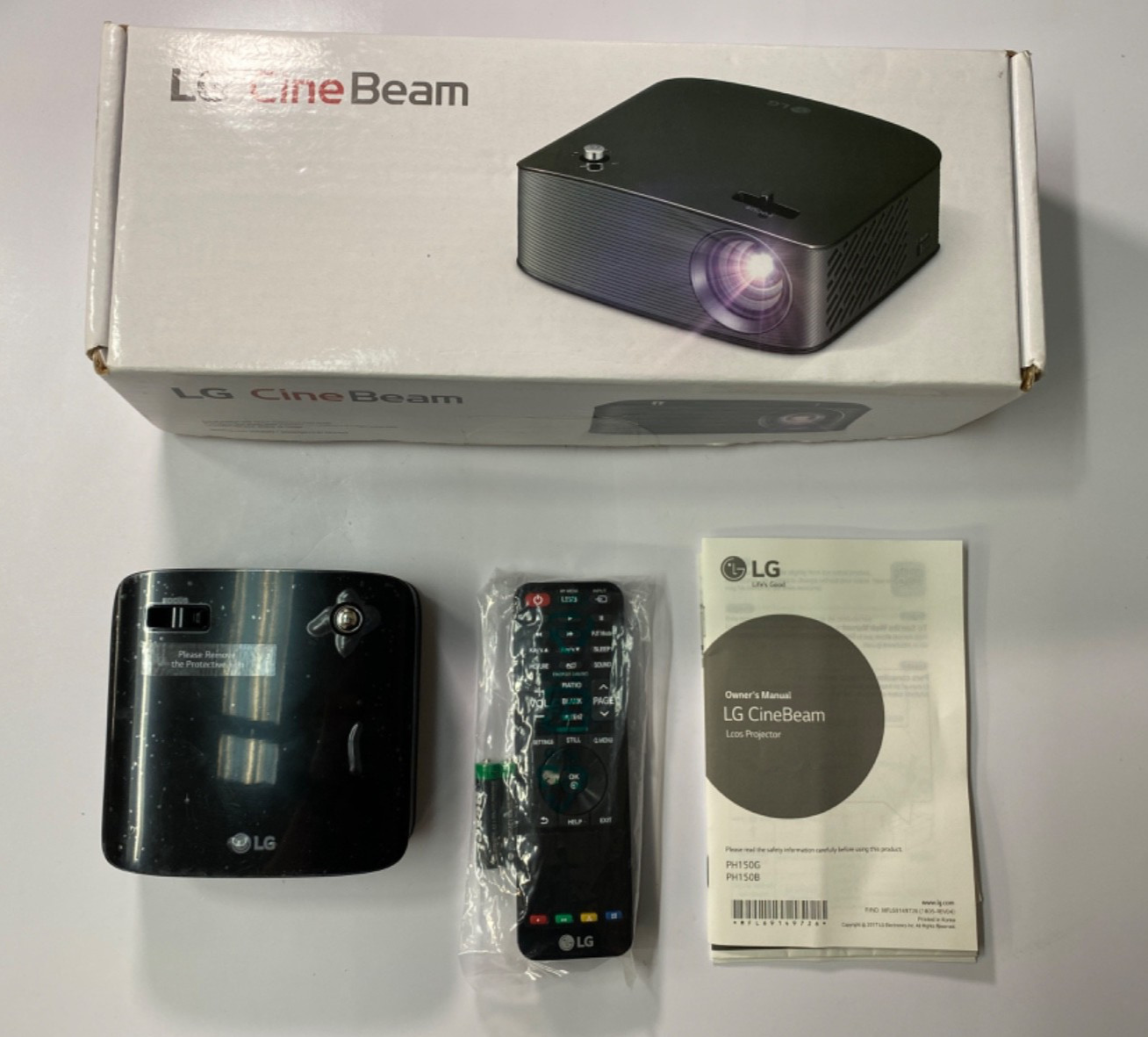 LG CineBeam PH150B Mini Projector Bundle w/ Remote, Power Su