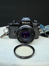 Nikon EM Black Body 35mm SLR  Ai-s 50mm f/1.8 MF Lens Meter Works READ