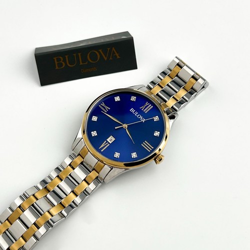 BULOVA 98D130 Calendario Clásico Cuarzo Movimiento Delgado Plateado Hombre Acero Inoxidable - Imagen 4 de 9