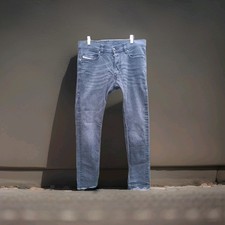 DIESEL□ TEPPHAR Slim Carrot Men Stretch Raw Hem Light Wash Jeans B/Clouser W32in