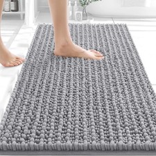 Bathroom Rug Mat 30x20 Thick Soft Absorbent Chenille Bath Mat Non-Slip Rubber