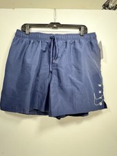 NWT Nike Men  s 5  Swim Trunks Swoosh Design Navy NESSC601-440 Sz XXL