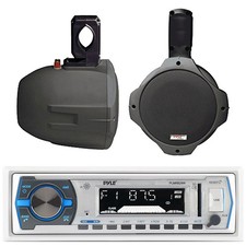 Pyle PLMRB29W Marine Bluetooth Receiver w/Remote  2x 6.5" Wakeboard Speakers