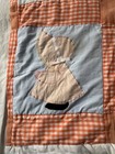 Sunbonnet Sue Handmade Baby Quilt Orange Gingham Crib Nursery Cottagecore Cabin — photo 2