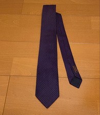 HERMES Necktie Tie All over pin dot pattern Made in France 100 Silk Navy Used