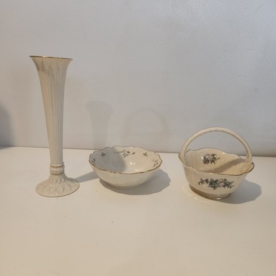 Lenox Set - Vase, Bowl and Basket Floral Bird Artwork