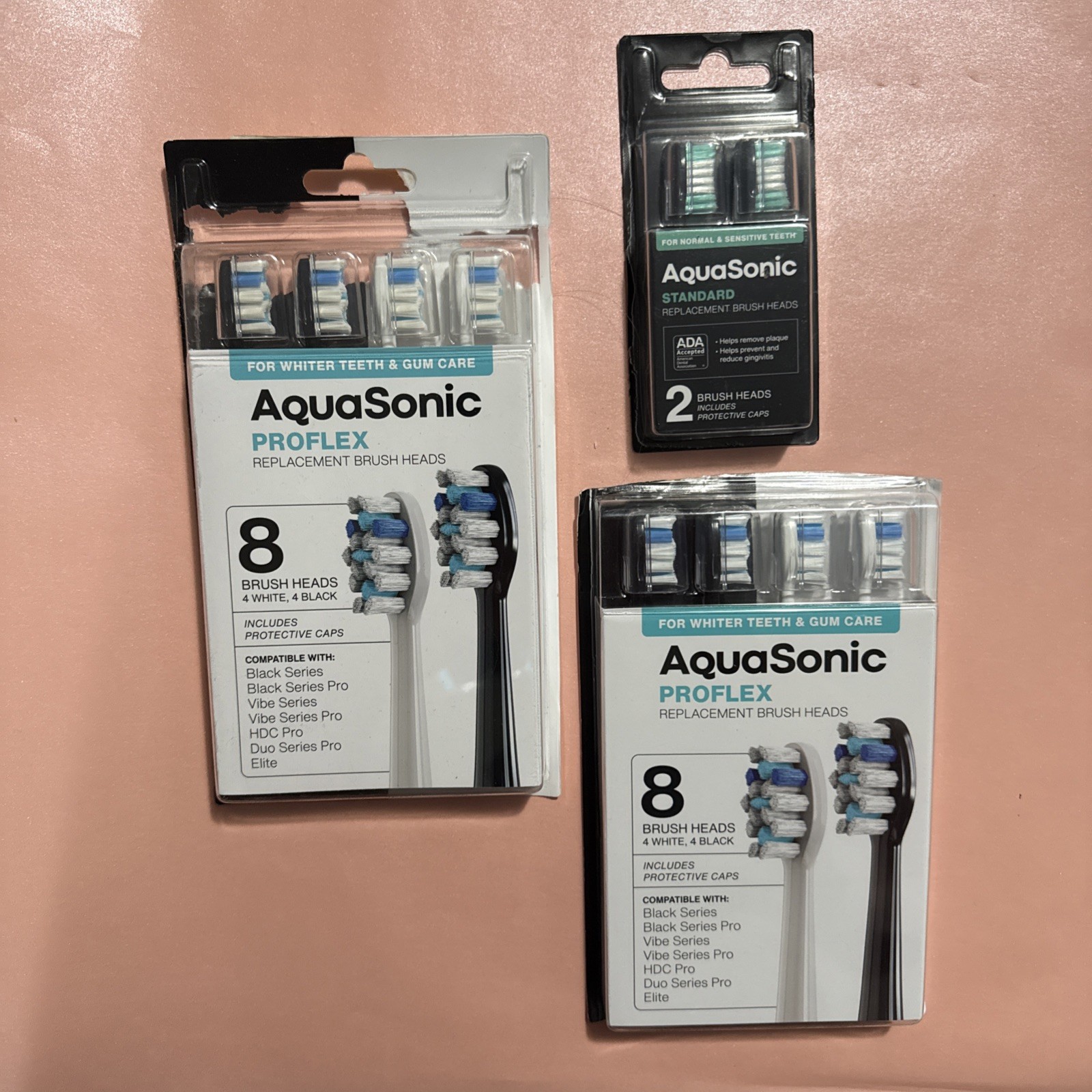 AquaSonic 18 Pack Replacement Brush Heads – Black Vibe HDC Dual Series Elite.