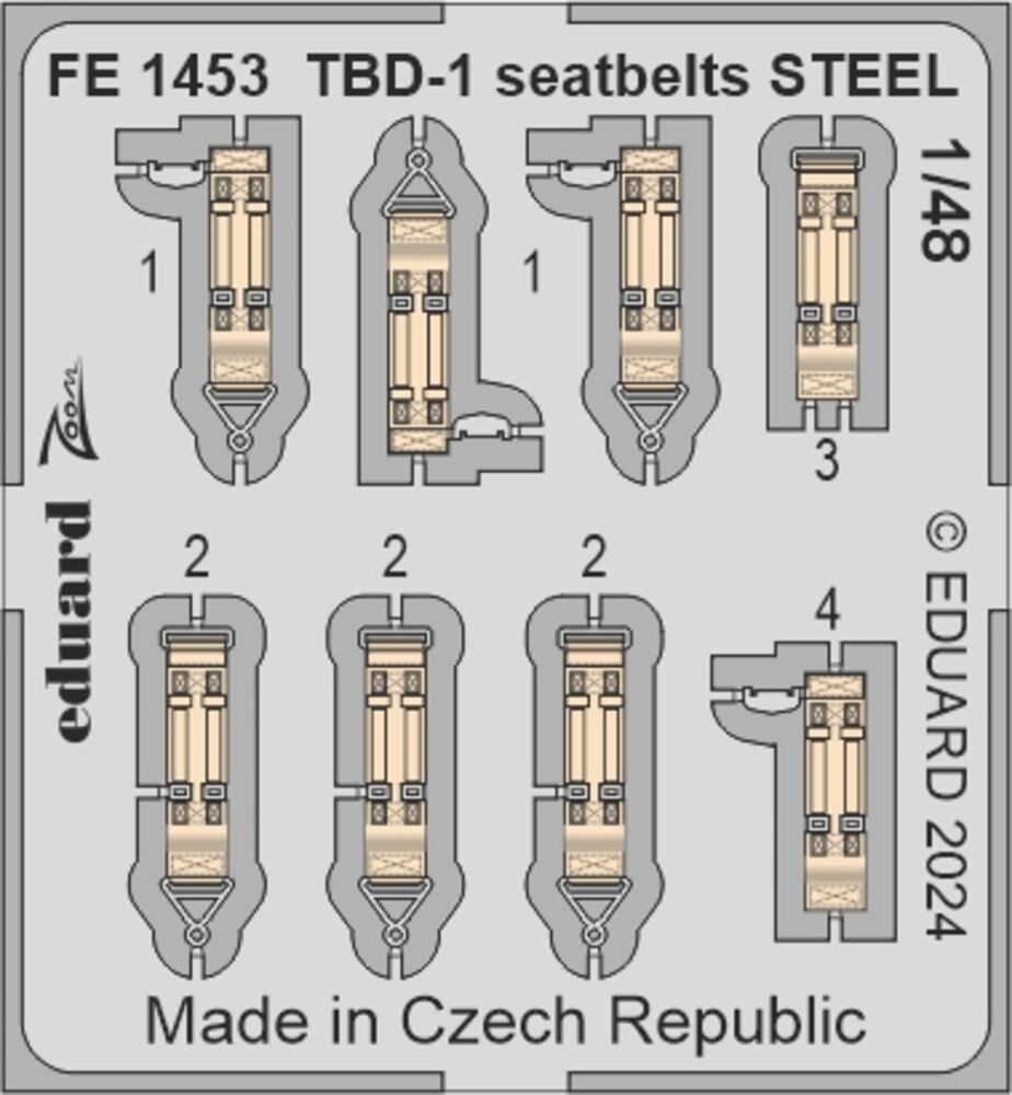 Eduard Accessories FE1453 - 1:48 TBD-1 Seatbelts STEEL HOBBY BOSS - New