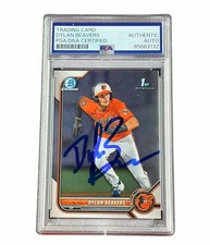 Dylan Beavers Signed Card 1st Bowman Chrome Auto Autograph Baltimore Orioles PSA