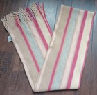 Vintage Lacoste 100% Wool Fringe Scarf, Pink Grey Tan Stripes, Crocodile Logo — photo 7