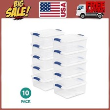 Sterilite 15 Quart Latch Box, Clear Plastic Storage Bin with Clear Lid, 10 Ct
