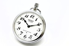 Seiko Precision Pocket Watch Men 50mm White Dial Steel Manual 6110-0010 Runs
