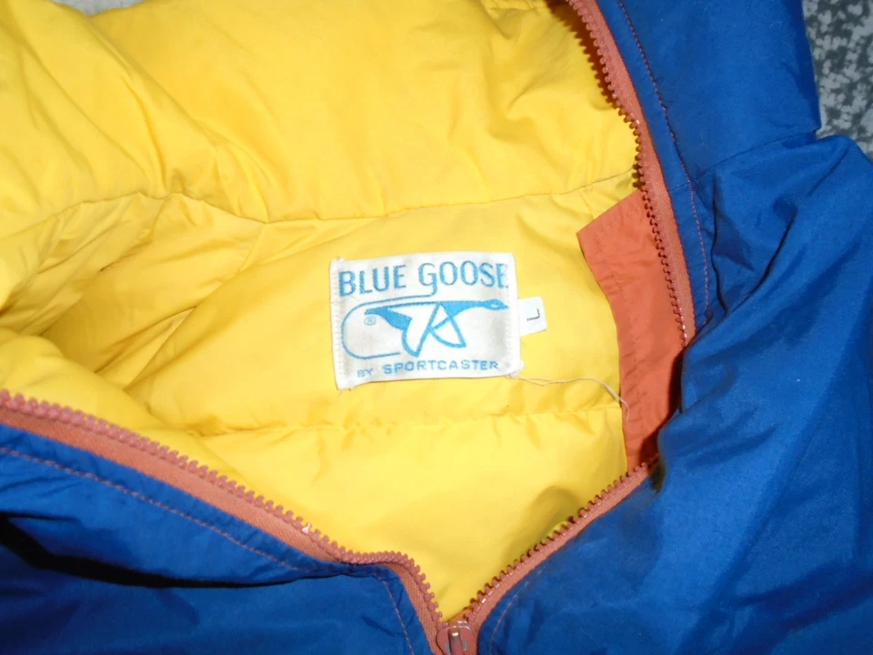 Chaqueta De Colección Sportcaster Plumón De Ganso Azul EE. UU. Cremallera Completa Juvenil Grande Foto 2 de 3