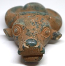 Ancient Beautiful Nephrite Jade Cow Head horn Carved Stone Amulet