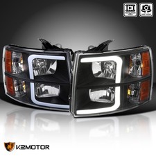 Fits 2007-2013 Chevy Silverado 1500 2500hd 3500hd Black Headlights Lamp Led Tube Fits 2007-2013 Chevy Silverado 1500 2500hd 3500hd Black Headlights Lamp Led Tube
