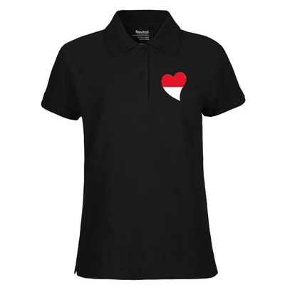 Damen Polo Shirt Monaco Flagge Herz Geschenkidee Monaco Geschenk Präsent Mitbrin - Bild 1 von 4