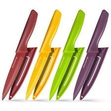 Premium 4-Piece Paring Knife Set with Covers - Ergonomic Stainless Steel