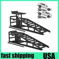 2 Pcs Heavy Duty Auto Car Truck Service Ramps Lifts Hydraulic Lift 3 ton Jack