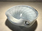 Vtg MCM 5.5" Hand Blown GRAY MURANO ART GLASS Ashtray/BOWL Fold,Swirl,Aventurine