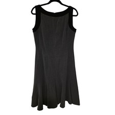 Sandra Darren Women Charcoal Grey Black Trim Fit & Flare Sleeveless Dress Size 8