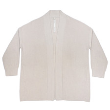 Lululemon Merino Wool Blend Ribbed Beige Knit Cardigan Wrap Sweater - 12 L Large