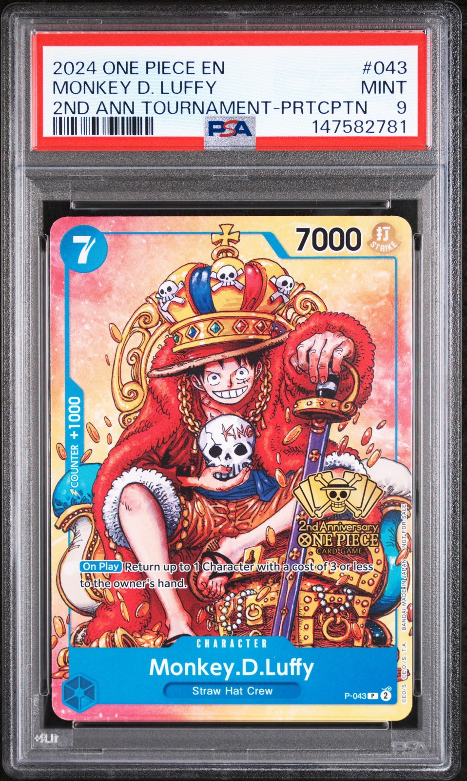 2024 ONE PIECE PROMOS #043 MONKEY D. LUFFY PSA 9