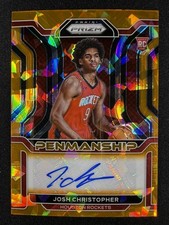 2021-22 Panini Prizm #RP-JCH Josh Christopher Rookie Penmanship Auto Orange Ice