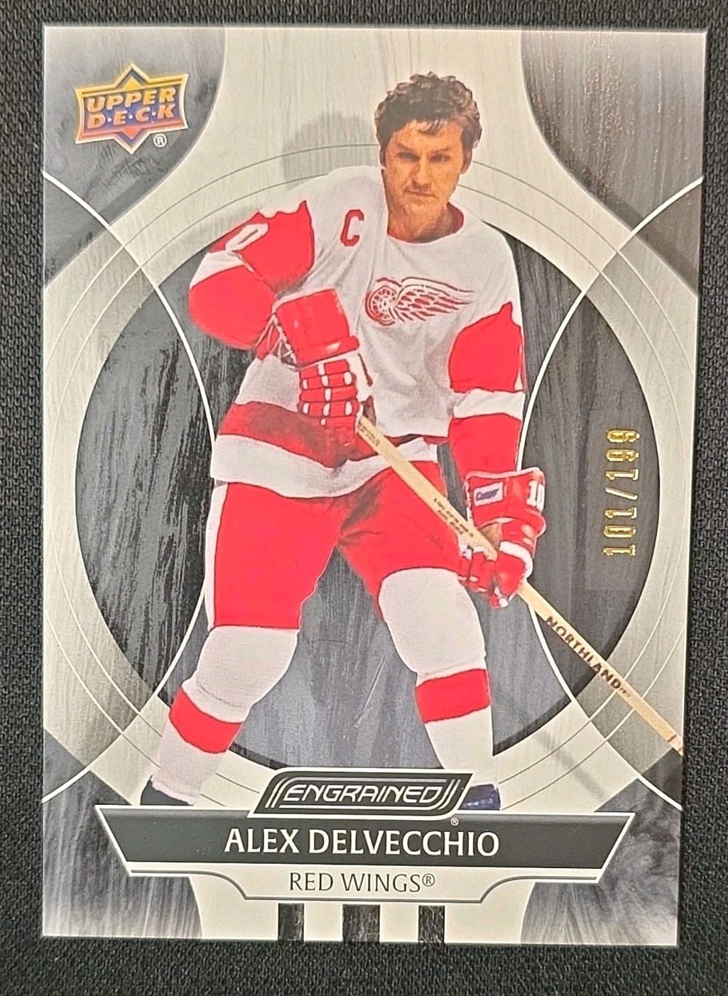 UD Engrained Icons Alex Delvecchio #32 Red Wings Ebony /199 2024-25