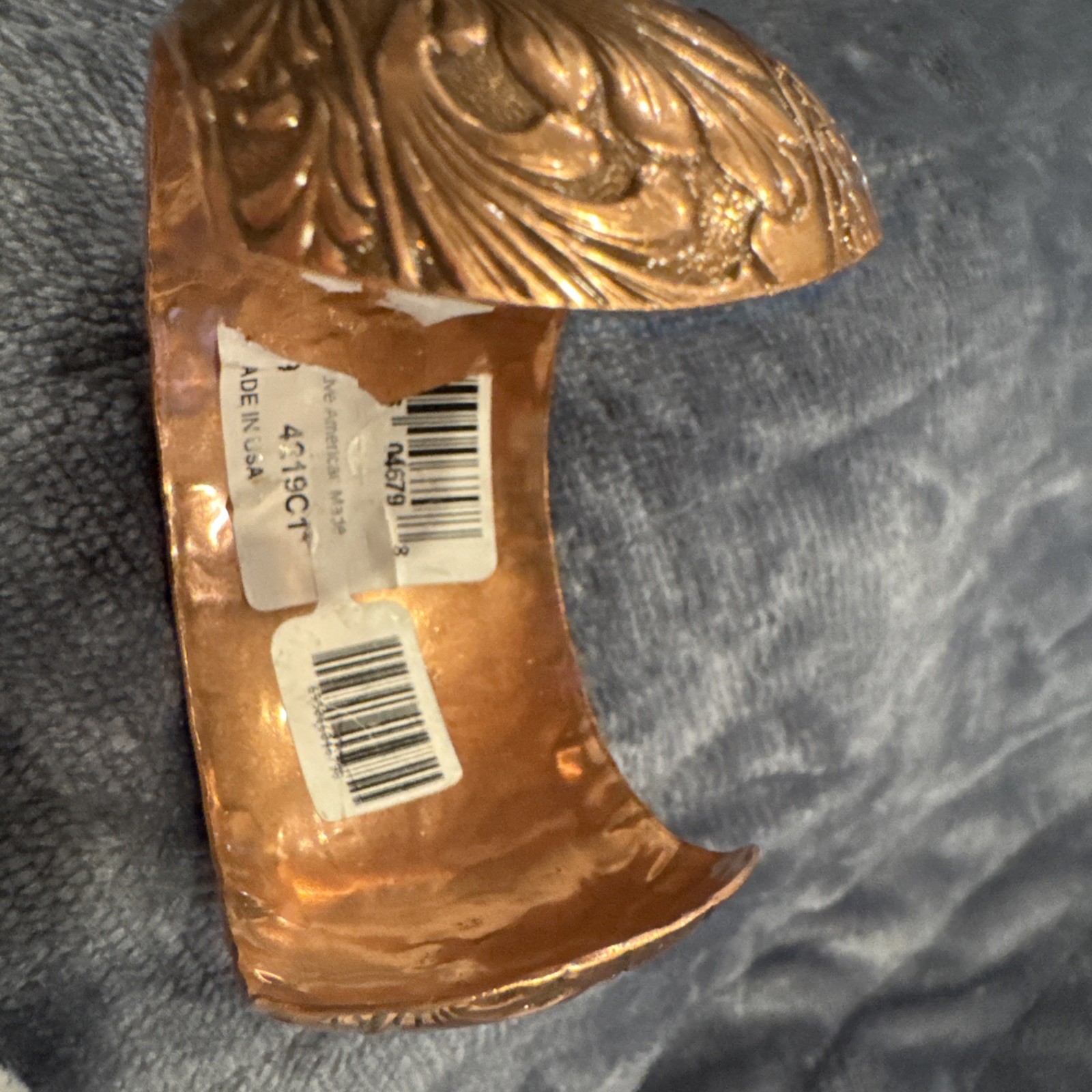 Embossed Scroll Solid Copper Handmade Cuff Bracel… - image 3