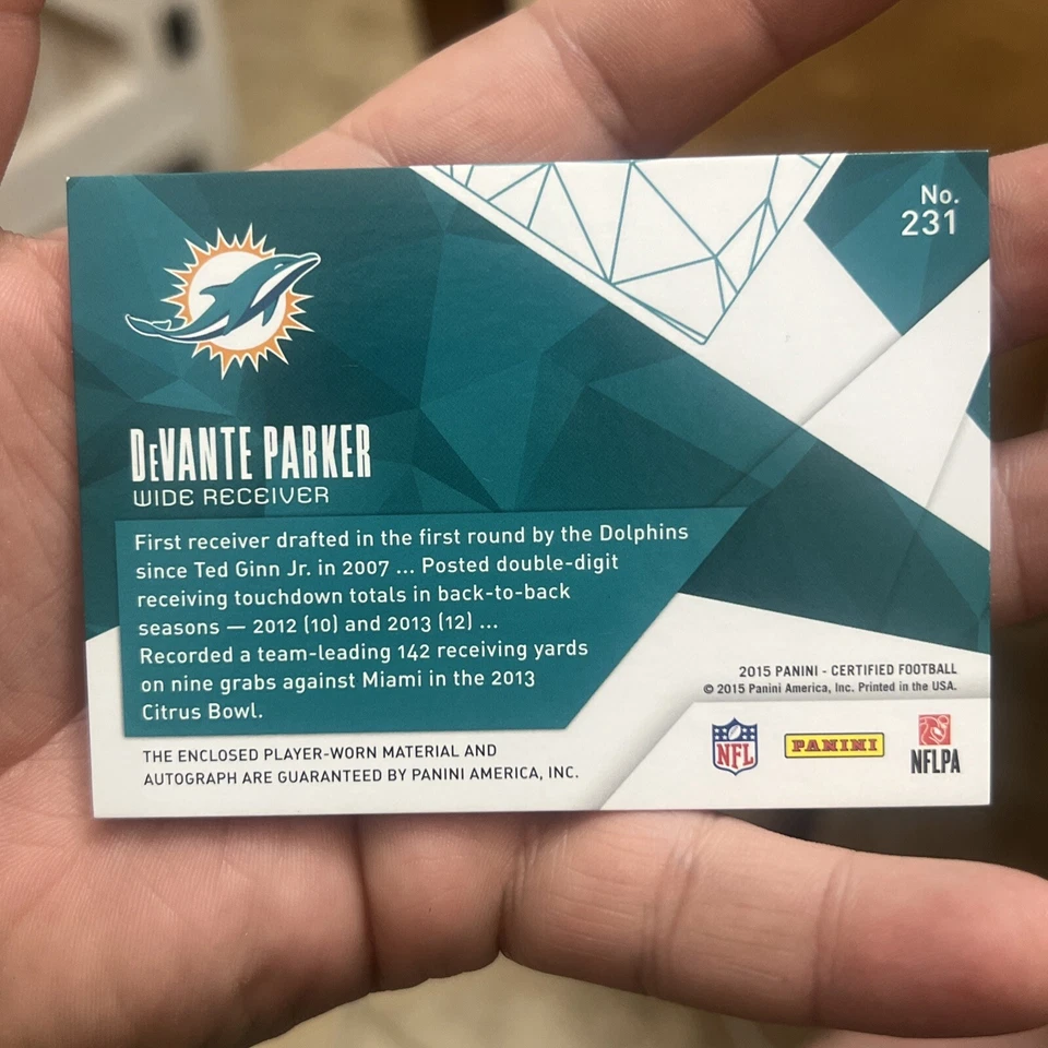 2015 Certified Freshman Fabric DeVante Parker 128/199 Rookie Auto Patch - Image 2 of 2