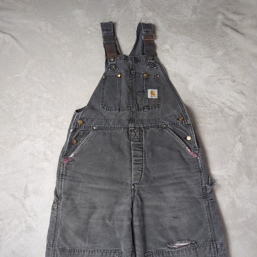 Distressed Carhartt Overalls Mens 40x30 Insulated Quilt Lined Double Knee Bibs - Picture 2 of 24